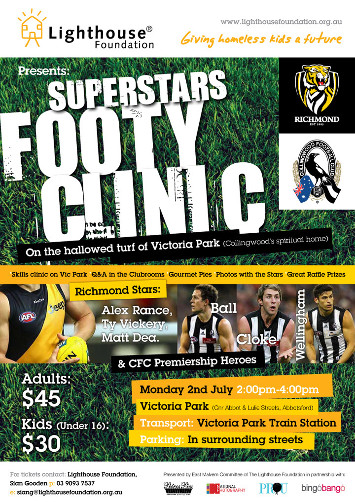 Lighthouse Foundation Footy Clinic Poster
