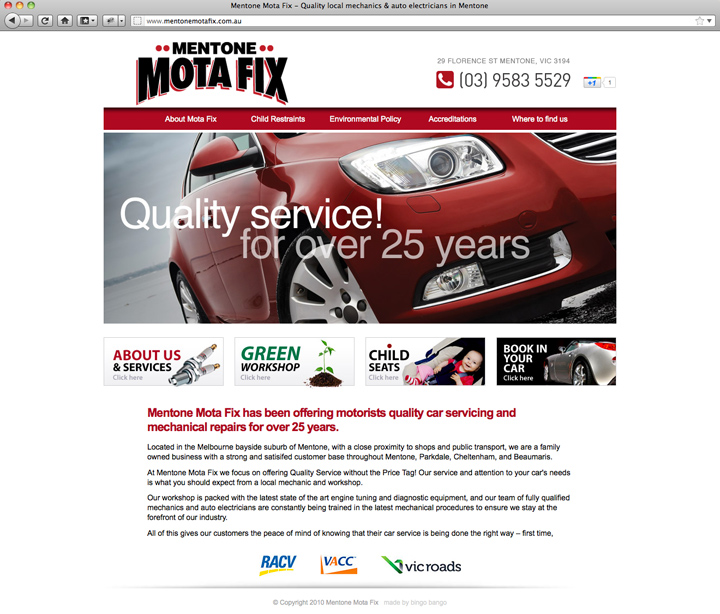 Mentone Motafix Website - Home Page