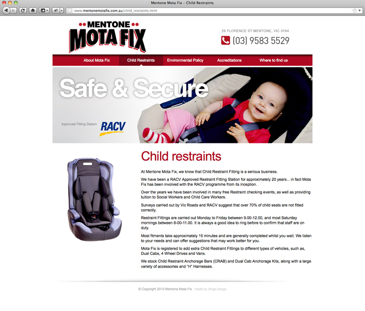 Mentone Motafix Website - Child Restraints