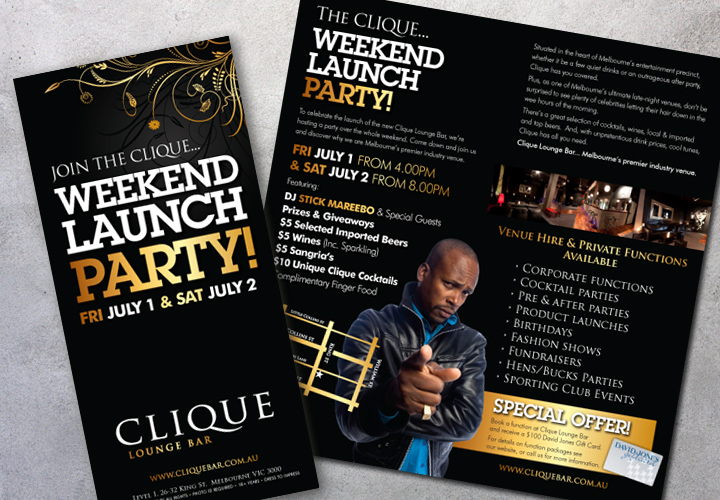 Clique Bar Launch Party DLs