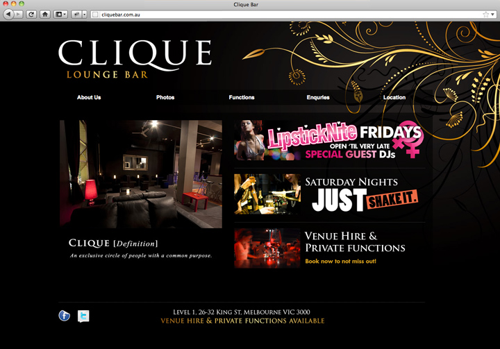 Clique Bar Website