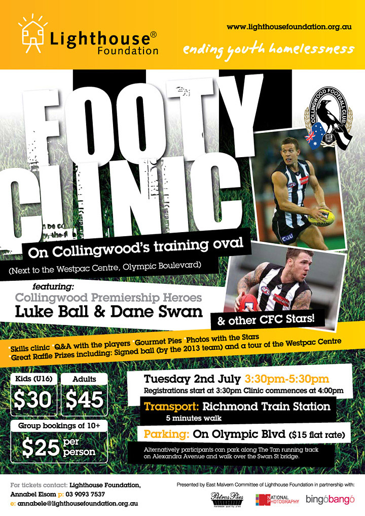 Lighthouse Foundation Footy Clinic Poster