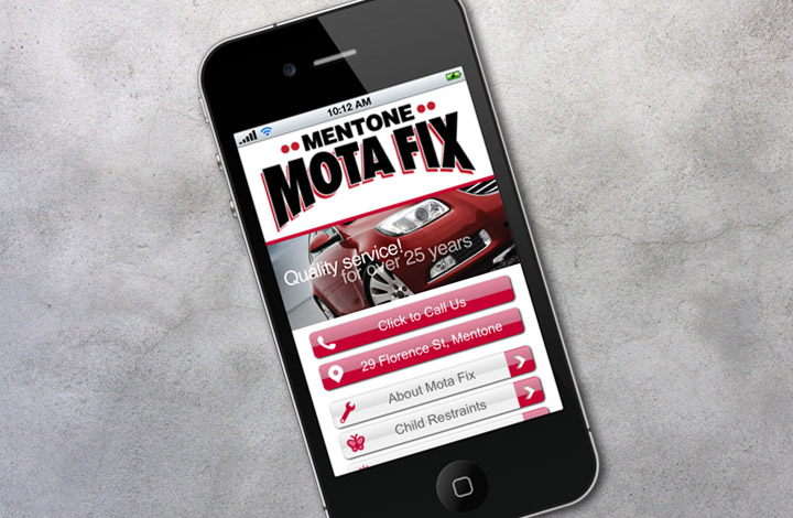 Mentone Motafix iPhone Website